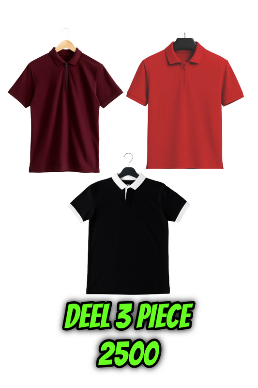 Men’s 3-Pack Zip Polo Shirts – Stylish, Soft & Modern Fit